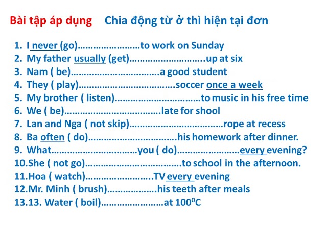 Công thức thì hiện tại đơn